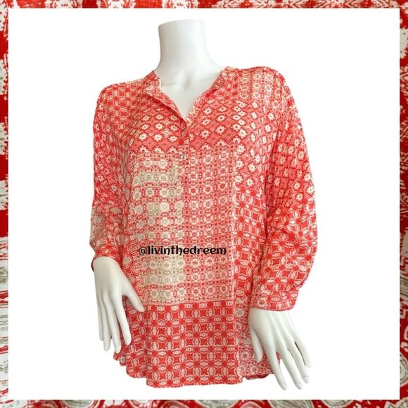 #T139 John Eshaya JET Long Sleeve Printed 3/4 Sleeve Shirt $149 - Picture 2 of 10